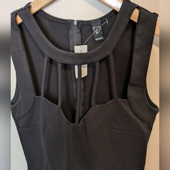 NWT Windsor Black Mini Dress - Neckline Cutouts - Size Large - Picture 3 of 5
